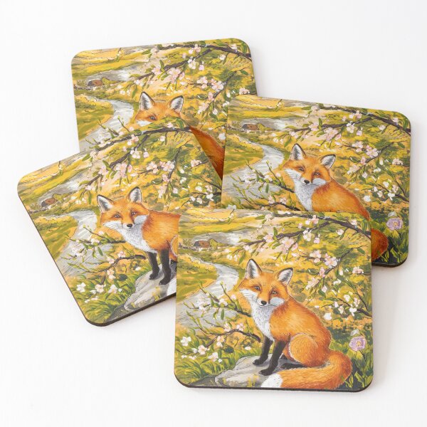 Artikelvorschau, Fuchs-Porträt. Kirschblüte, Blumenfuchs, Vintage-Fuchs, Fuchs-Malerei, Camille Pissarro-Stil entworfen und verkauft von FoxVibes.