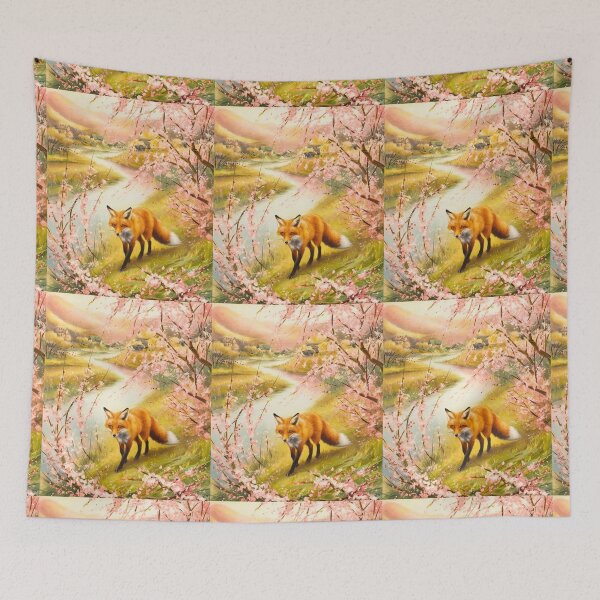 Artikelvorschau, Fuchs-Porträt. Kirschblüte, Blumenfuchs, Vintage-Fuchs, Fuchs-Malerei, Camille Pissarro-Stil entworfen und verkauft von FoxVibes.