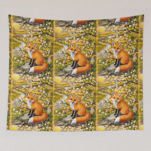 Artikelvorschau, Fuchs-Porträt. Kirschblüte, Blumenfuchs, Vintage-Fuchs, Fuchs-Malerei, Camille Pissarro-Stil entworfen und verkauft von FoxVibes.