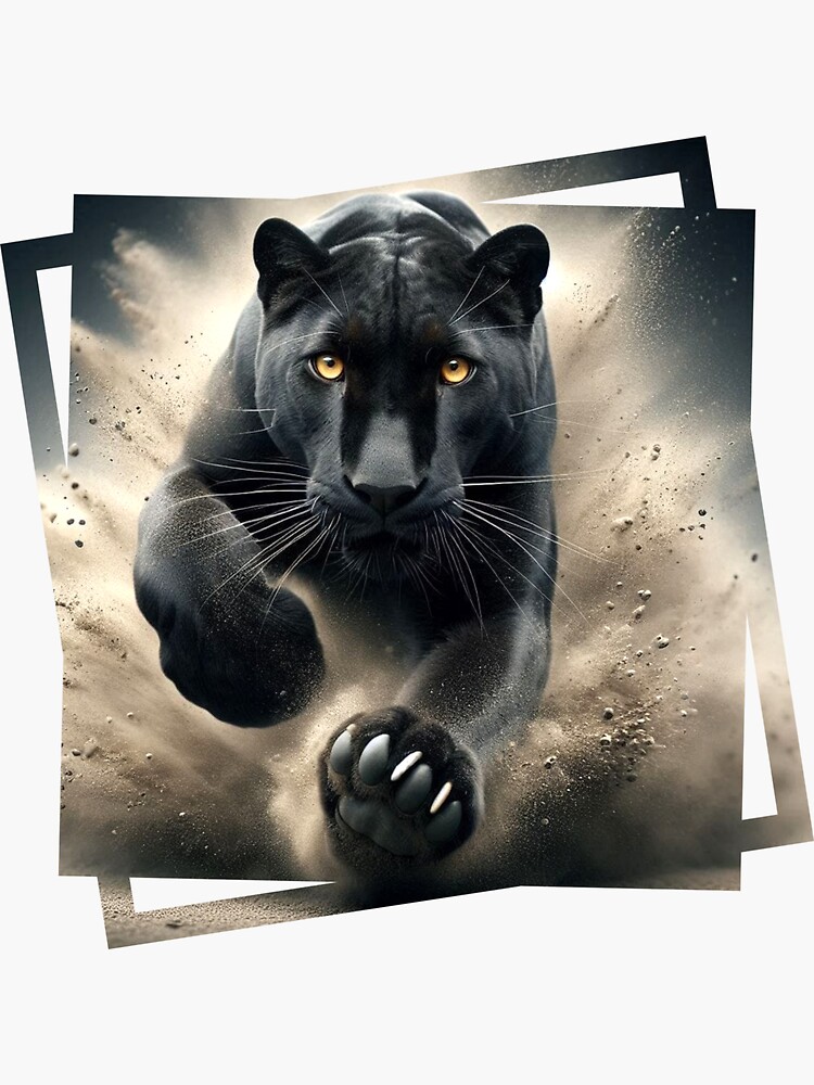 Schwarzer Puma im Vollsprint Sticker
