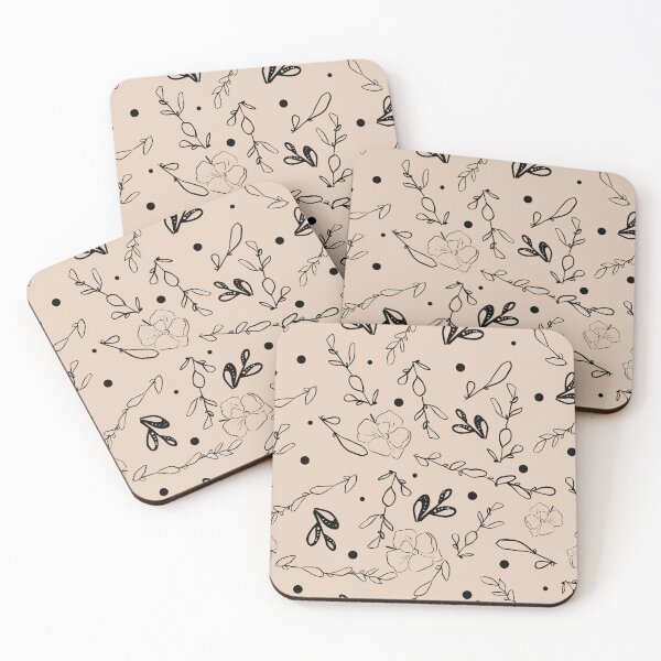 Item preview, Seamless pattern with large flowers, twigs and rounded leaves, black and white illustration designed and sold by Karyna Hordetska.