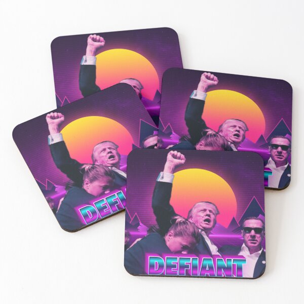 Item preview, Donald Trump Defiant Synthwave Style designed and sold by RightMemeMerch.