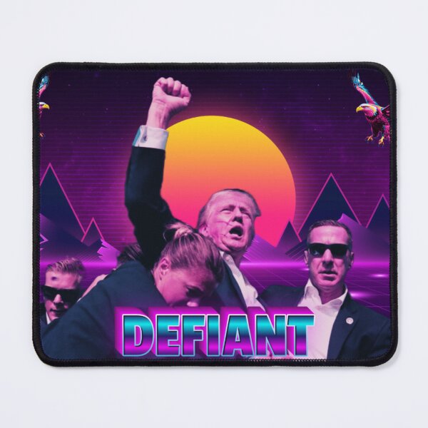 Item preview, Donald Trump Defiant Synthwave Style designed and sold by RightMemeMerch.