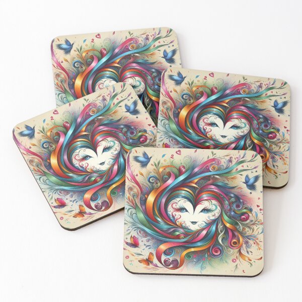 Item preview, Hearts spiral whirlpool of flowers butterfly color ribbons sketch art  designed and sold by ZulryLifestyles.