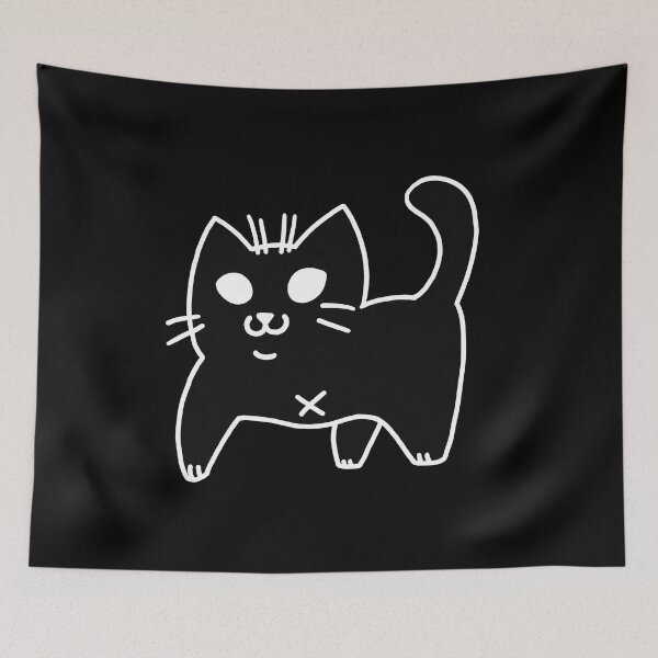 Item preview, Black Tripod Cat Chibi Black Background designed and sold by yodelbat.