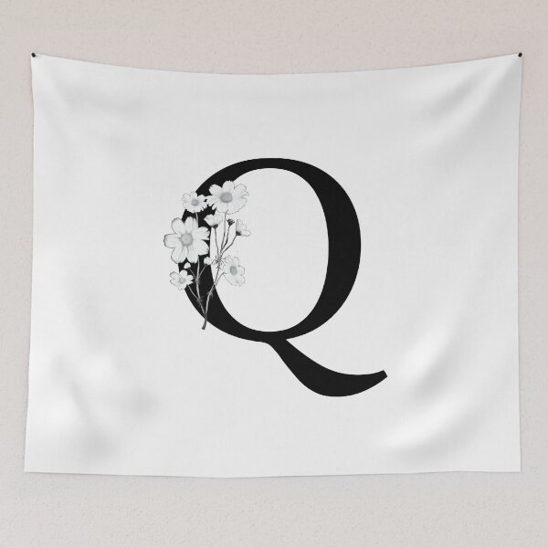 Item preview, Black Letter Q Monogram with Flowers designed and sold by To the Lua.