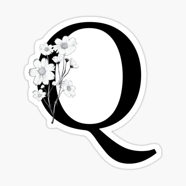Item preview, Black Letter Q Monogram with Flowers designed and sold by To the Lua.