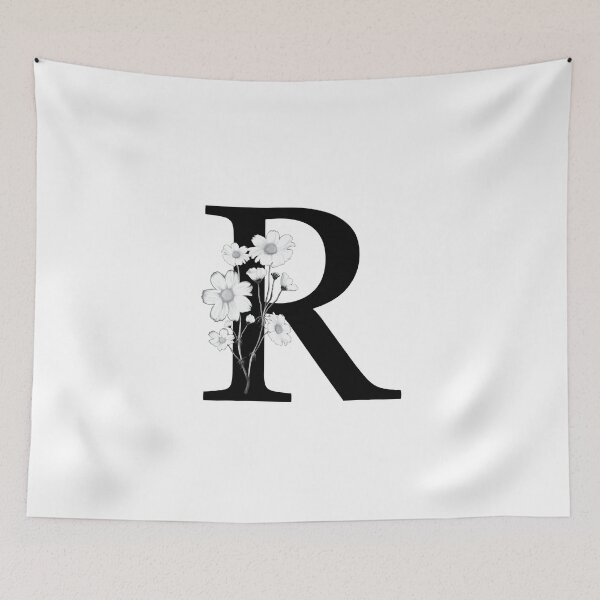 Item preview, Black Letter R Monogram with Flowers designed and sold by To the Lua.