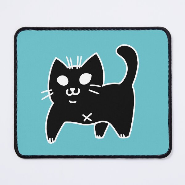 Item preview, Black Tripod Cat Chibi Muted Turquoise Background designed and sold by yodelbat.