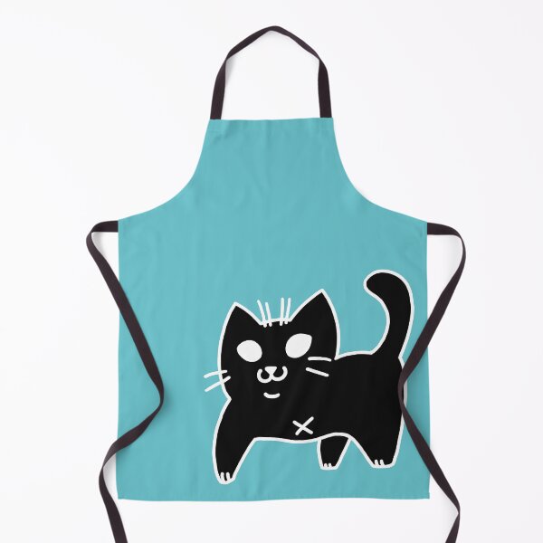 Item preview, Black Tripod Cat Chibi Muted Turquoise Background designed and sold by yodelbat.