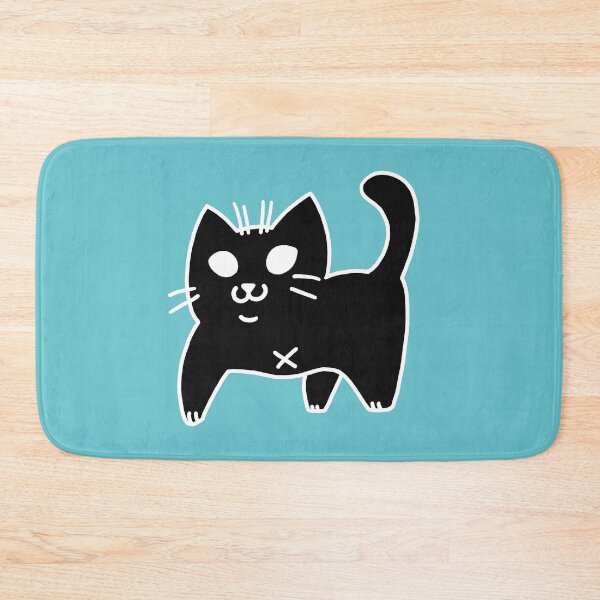 Item preview, Black Tripod Cat Chibi Muted Turquoise Background designed and sold by yodelbat.