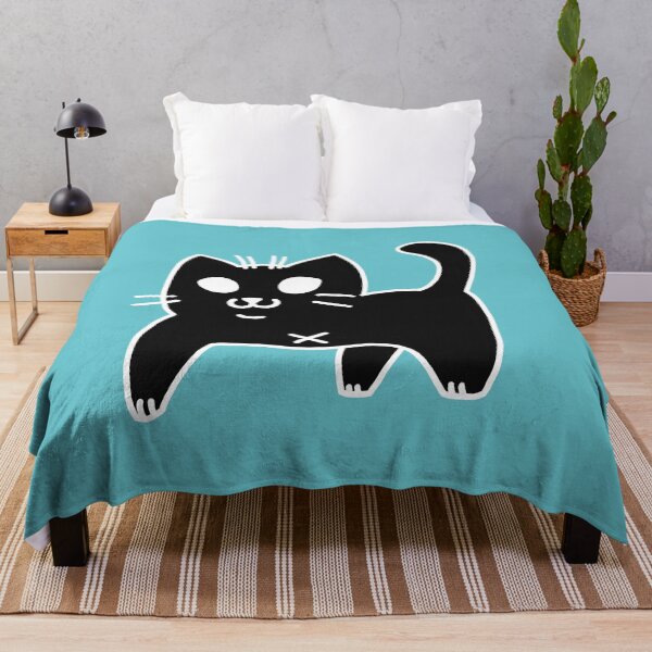 Item preview, Black Tripod Cat Chibi Muted Turquoise Background designed and sold by yodelbat.