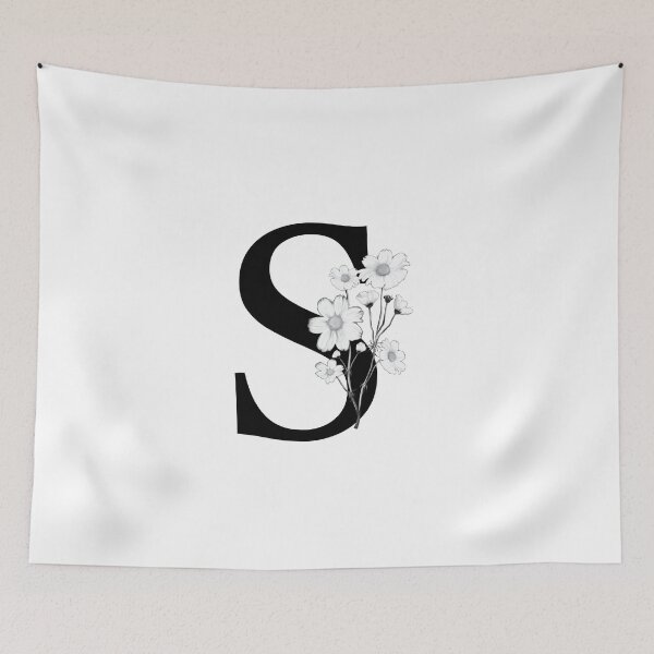 Item preview, Black Letter S Monogram with Flowers designed and sold by To the Lua.