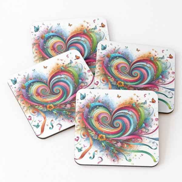 Item preview, Heart spiral worlpool of butterflies birds flowers sketch color ribbons canvas art designed and sold by ZulryLifestyles.