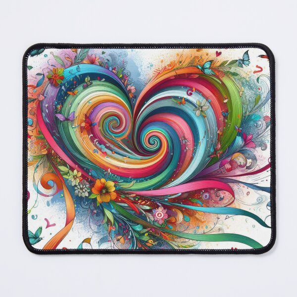 Item preview, Heart spiral worlpool of butterflies birds flowers sketch color ribbons canvas art designed and sold by ZulryLifestyles.