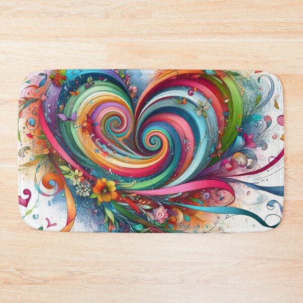 Item preview, Heart spiral worlpool of butterflies birds flowers sketch color ribbons canvas art designed and sold by ZulryLifestyles.