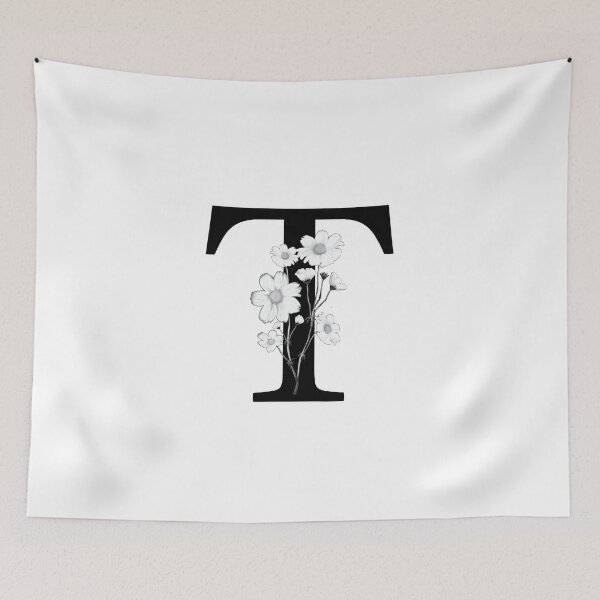 Item preview, Black Letter T Monogram with Flowers designed and sold by To the Lua.