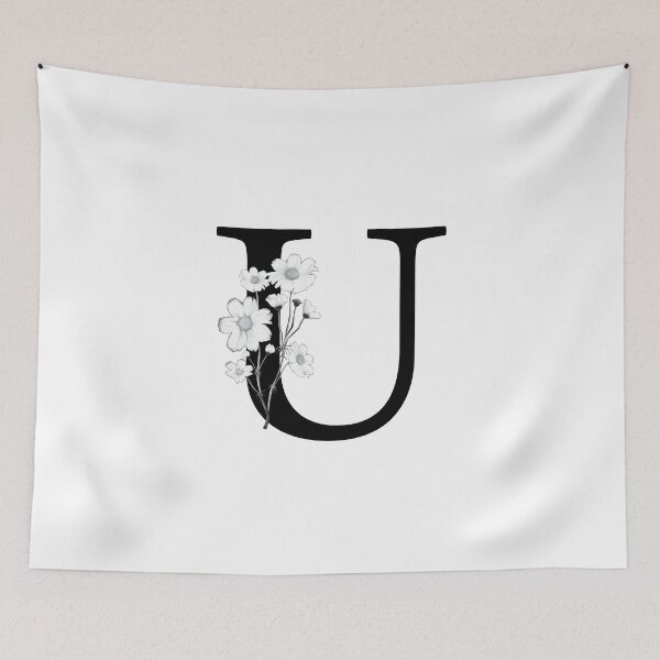 Item preview, Black Letter U Monogram with Flowers designed and sold by To the Lua.