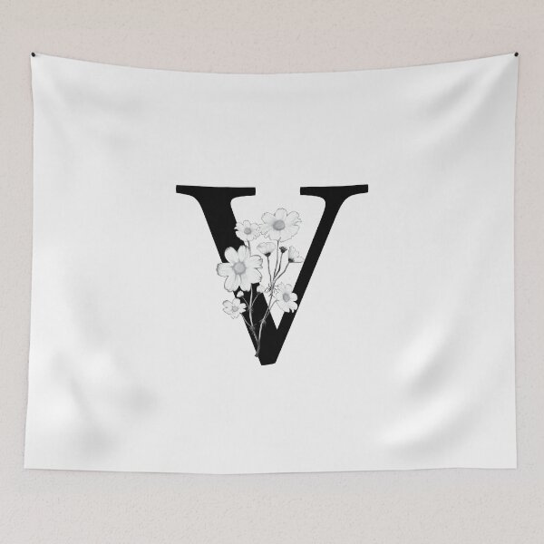 Item preview, Black Letter V Monogram with Flowers designed and sold by To the Lua.