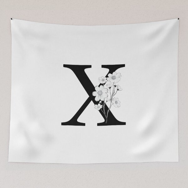 Item preview, Black Letter X Monogram with Flowers designed and sold by To the Lua.