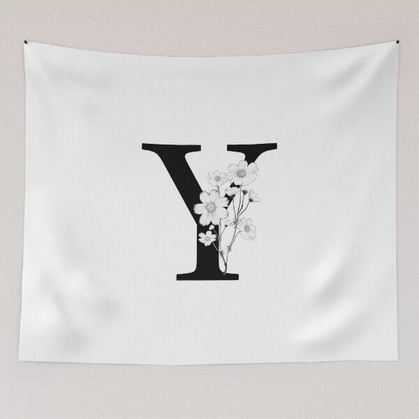 Item preview, Black Letter Y Monogram with Flowers designed and sold by To the Lua.