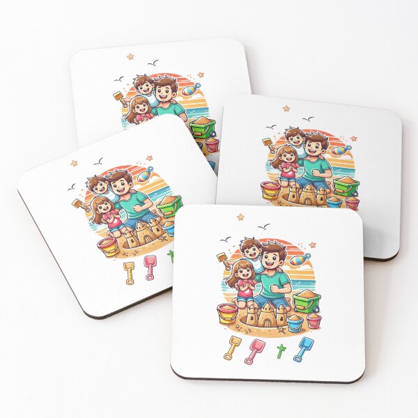 Item preview, Father and Children Playing on a Beach Design designed and sold by ERROR-STORE.