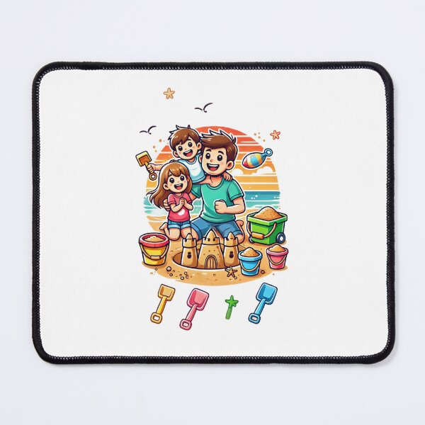 Item preview, Father and Children Playing on a Beach Design designed and sold by ERROR-STORE.