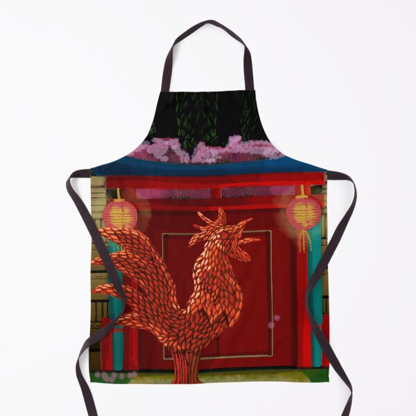 Item preview, Chinese Night Garden Rooster Red Topiary Cherry Blossom designed and sold by Donnahuntriss.