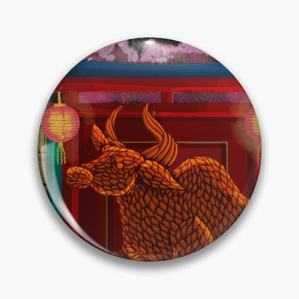 Item preview, Chinese Night Garden Ox Topiary Cherry Blossom designed and sold by Donnahuntriss.