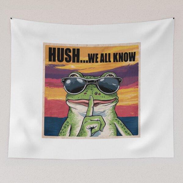 Item preview, Quirky Frog Hush: Playful Mustard Yellow Illustration designed and sold by Colorful-Garden.