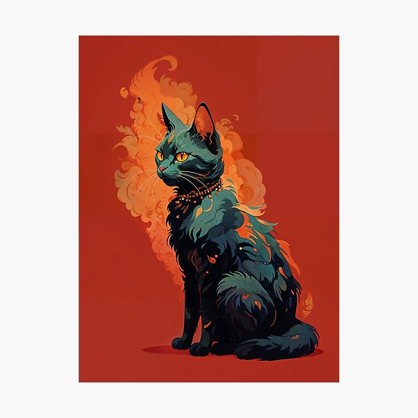 Vermilion Cat Photographic Print