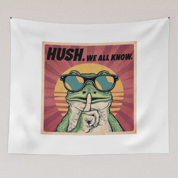 Item preview, Quirky Frog Hush: Playful Mustard Yellow Illustration designed and sold by Colorful-Garden.