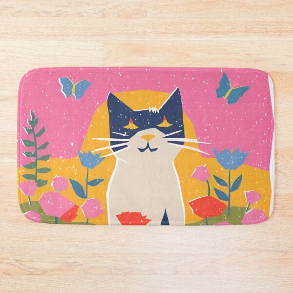 Item preview, Risograph Colourful Cat Pink designed and sold by Wild Blue Designs NZ.