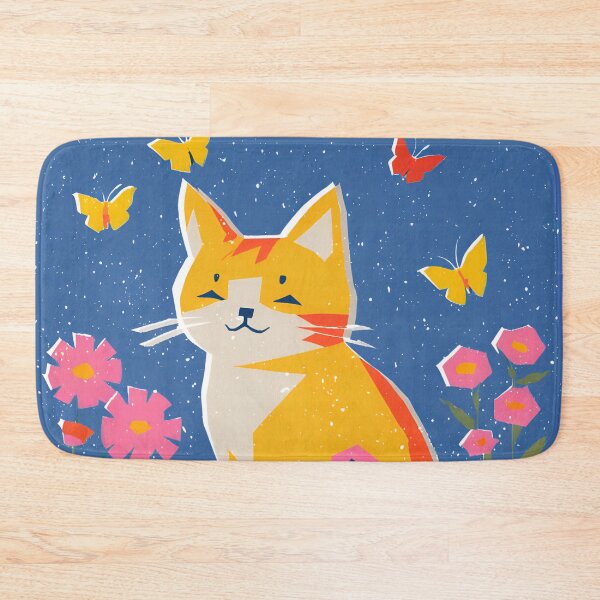 Item preview, Risograph Colourful Cat Blue 1 designed and sold by Wild Blue Designs NZ.