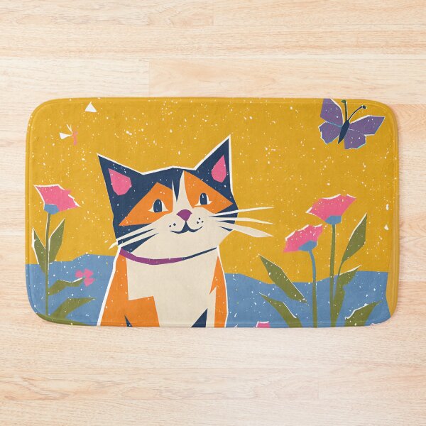 Item preview, Risograph Colourful Cat Yellow designed and sold by Wild Blue Designs NZ.