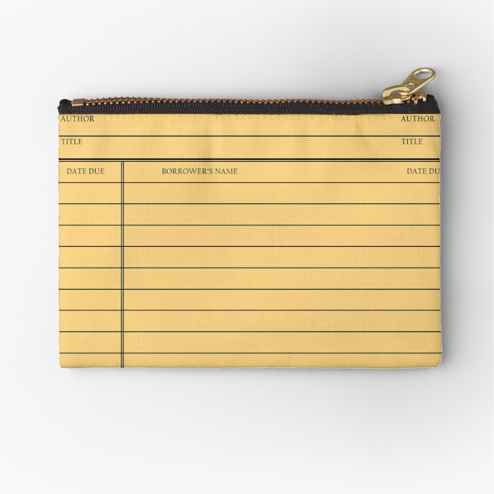 Vintage Library Card - Yellow Gold Zipper Pouch