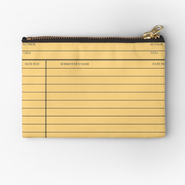 Vintage Library Card - Yellow Gold Zipper Pouch
