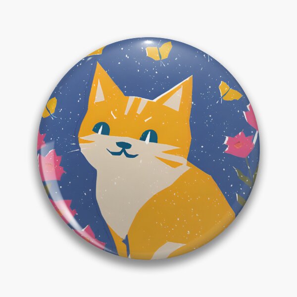 Item preview, Risograph Colourful Happy Cat Blue designed and sold by Wild Blue Designs NZ.