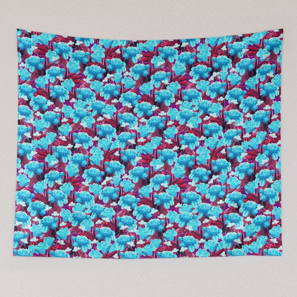 Item preview, Watercolor peonies, Light blue on purple background designed and sold by Alex  Blud.