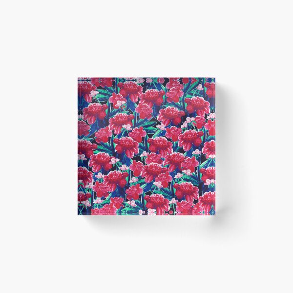Item preview, Watercolor peonies, Red on blue background designed and sold by Alex  Blud.