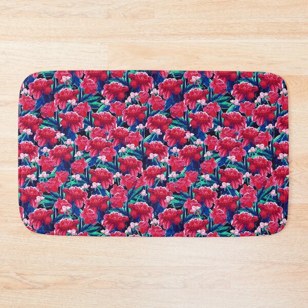 Item preview, Watercolor peonies, Red on blue background designed and sold by Alex  Blud.