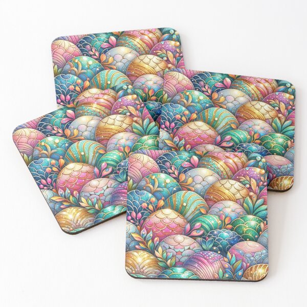 Item preview, Pastel Glittery Mermaid Tail Scales Print designed and sold by SeaStarMermaids.