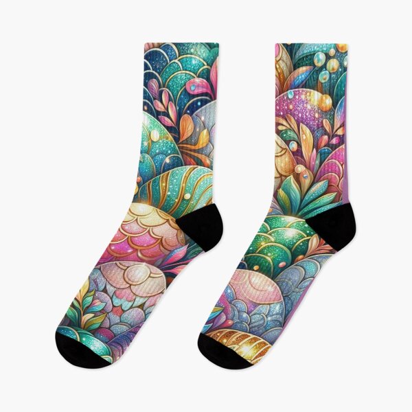 Item preview, Pastel Glittery Mermaid Tail Scales Print designed and sold by SeaStarMermaids.