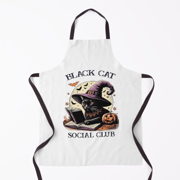 Item preview, Black Cat Social Club/ Retro Vintage Halloween/ Whimsical Halloween design/ black witch Cat with Pumpkin designed and sold by mbarts85.
