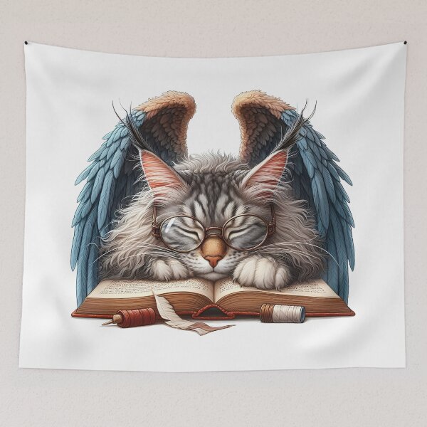 Item preview, Tired Maine Coon Cat with a Book designed and sold by daruneenok.
