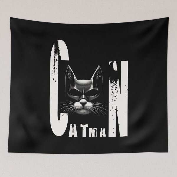 Item preview, catman, comic, superhero, mask, black background, cartoon, cat world, fantasy, hero designed and sold by CrisMor-Art.