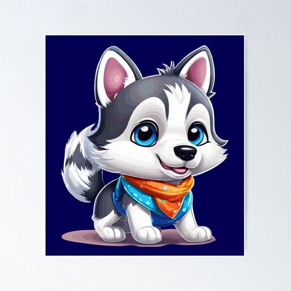Item preview, Adorable "Cute Siberian Dog in 60s Cartoon" Design - Retro Charm Meets Cuteness designed and sold by InwzaDesign.