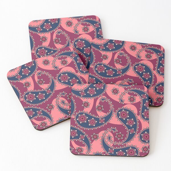 Item preview, Paisley, Burgundy-Blue on a pink background designed and sold by Alex  Blud.