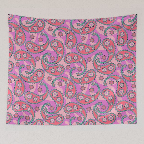 Item preview, Paisley, Coral-pink on lilac background designed and sold by Alex  Blud.