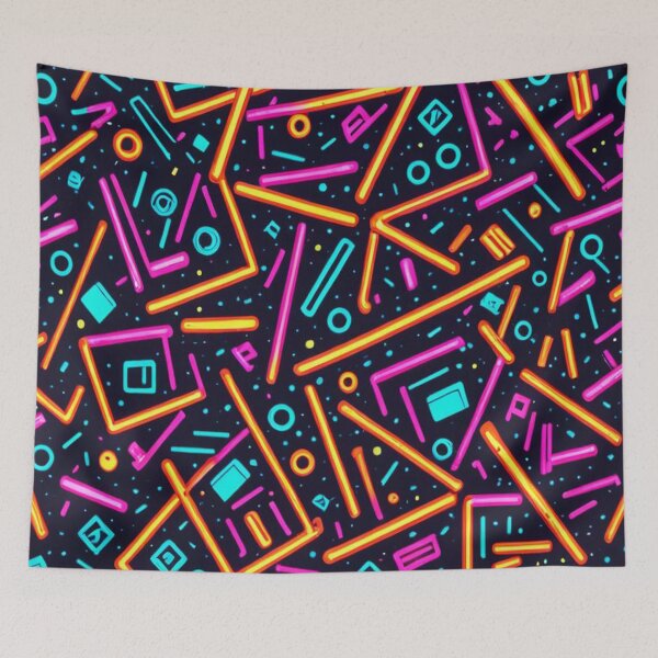 Item preview, 80's Neon Lines & Noughts designed and sold by ArtHistoryPrint.
